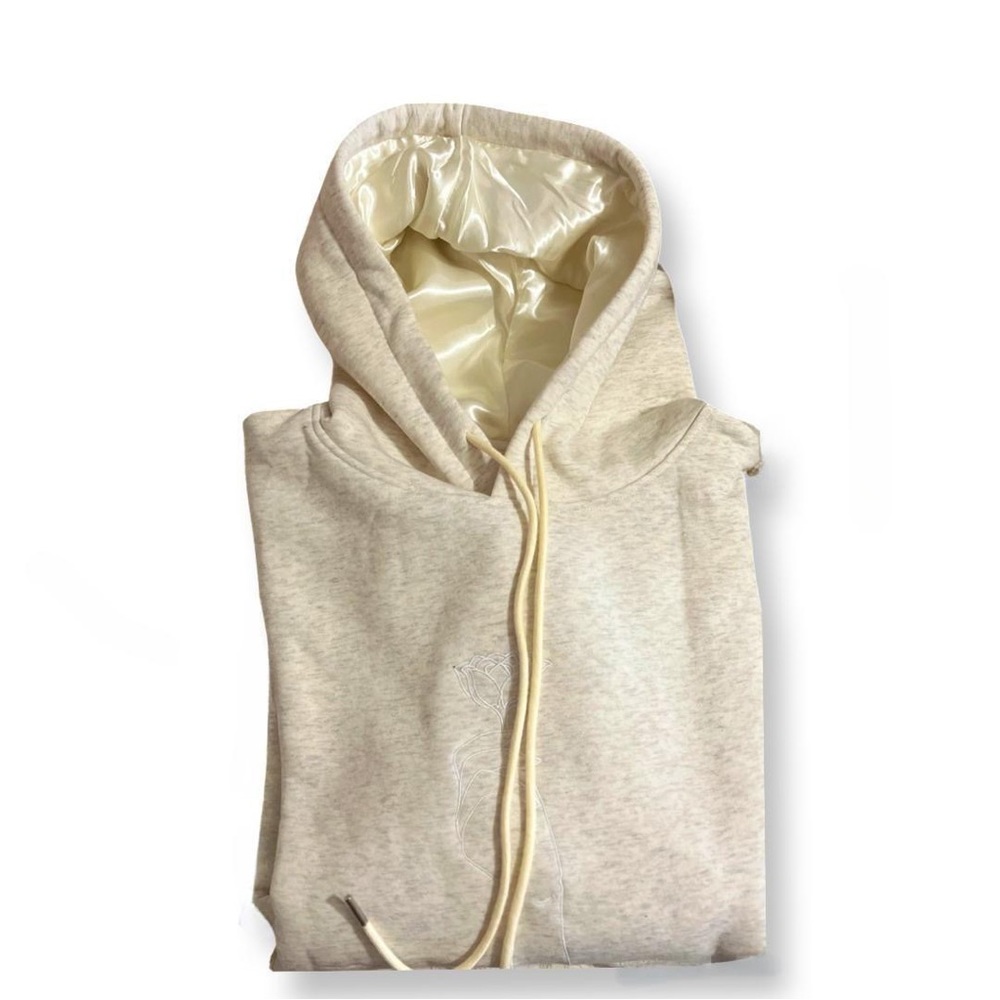 Tan with grey specks silk lined hoodie